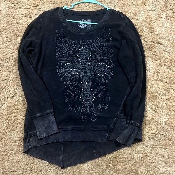AFFLICTION SWEATSHIRT ASYMMETRICAL HEM - Picture 1 of 5